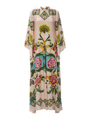 Exquisite Sunshine Floral Print Flowing Maxi Dress