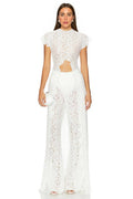 Lace Long-sleeved Top And Wide-leg Pants Set（Headscarf Not Included）
