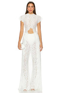 Lace Long-sleeved Top And Wide-leg Pants Set（Headscarf Not Included）