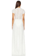 Lace Long-sleeved Top And Wide-leg Pants Set（Headscarf Not Included）