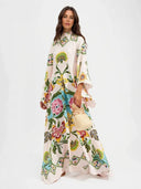 Exquisite Sunshine Floral Print Flowing Maxi Dress