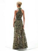 Elegant Floral Lace Backless Floor-length Maxi Dress