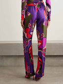Unique Retro Abstract Print Satin Wide-Leg Pants