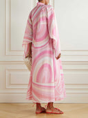 Exquisite Abstract Swirl Print Robe Maxi Dress