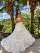 Retro Crochet Tassel Shoulder Strap Cutout Waist Chiffon Polka Dot Vacation Maxi Dress