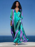Luxury Satin Gradient V-Neck Maxi Dress