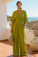 High-Waist Pleated Designs Jumpsuit