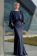 Boat Neck Backless Pleated Maxi Dress
