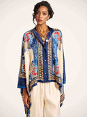 Elegant Bohemian Print Kimono Shirt Two-Piece Set
