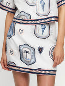 Retro Seashell Print Loose Top And A-Line Mini Skirt Set