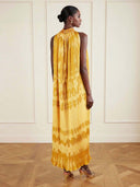 Exquisite Abstract Print Pleated Maxi Dress