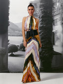 Elegant and Unique Abstract Print Elastic Waist Maxi Skirt