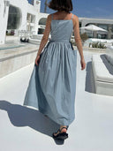 Unique Side Slit Lace-Up Pocket Vest Dress