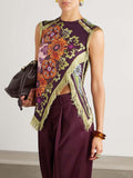 Unique Vintage Floral Print Tassel Tank Top