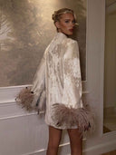 Elegant Sequined Fur Cuff Mini Dress
