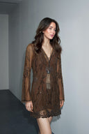 Exquisite Sequin Wavy Hemline Mini Dress