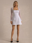 Elegant Crystal-embellished Mesh Sleeve Mini Dress
