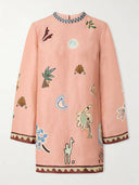 Fashionable Printed Linen Mini Dress