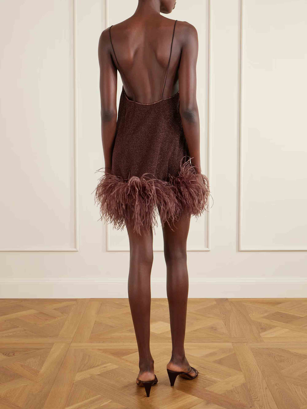 Elegant Feather Hem Mini Dress