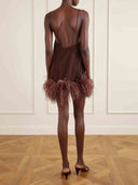 Elegant Feather Hem Mini Dress