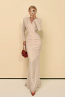 V-Neck Pleated Maxi Dress