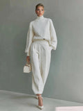 Casual Textured Knit Top & Pants Set