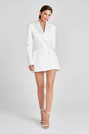 Exquisite White Double-Breasted Blazer Mini Dress