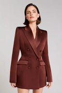 Exquisite Deep Red Double-Breasted Velvet Blazer Mini Dress