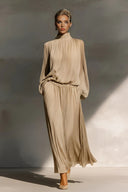 Modern Casual Chiffon High-Neck Ruffled Loose Top