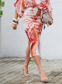 Exquisite Asymmetrical One-Shoulder Unique Floral Print Drop-Shoulder Top