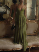 Lace Splicing Halter Neck Maxi Dress