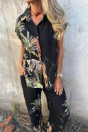 Unique Jungle Print Loose Button-Down Shirt