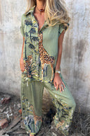 Unique Jungle Print Loose Button-Down Shirt