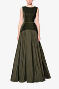 Elegant Patchwork Ruched A-Line Maxi Dress
