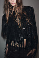 Fashion Sequined Tassel Elegant Midi Skirt