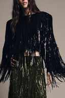 Fashion Sequined Tassel Elegant Midi Skirt