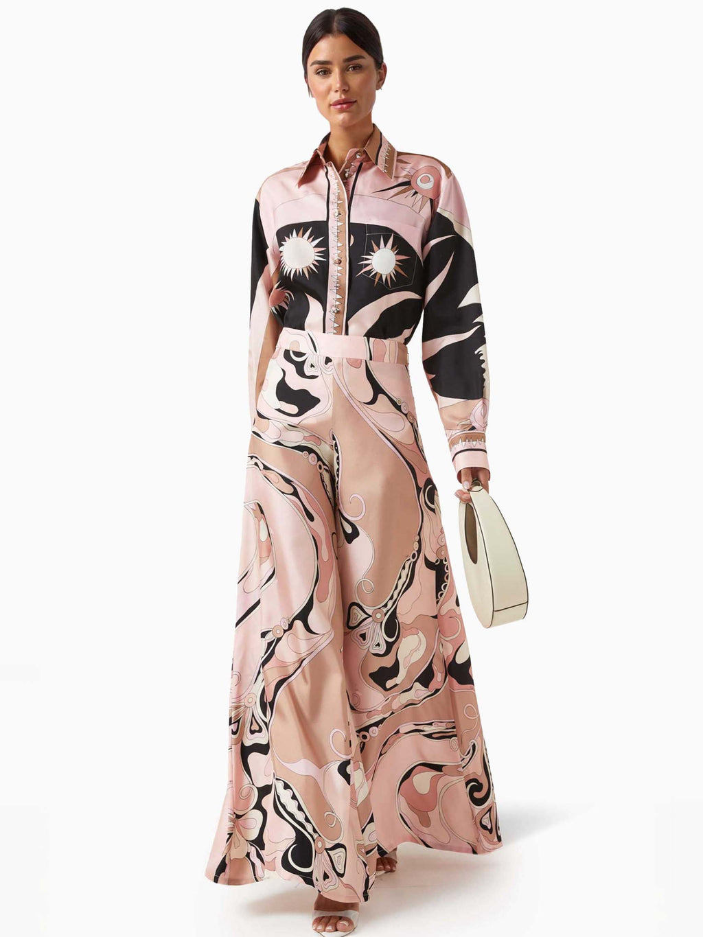 Unique Abstract Floral Print Wide-leg Pants