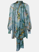 Delicate Floral Pleated Chiffon Blouse High-Waist Straight-Leg Pants Set
