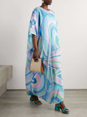 Unique Psychedelic Print Robe Maxi Dress
