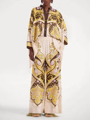 Unique Print Elastic Waist Loose-Fit Pocket Wide-Leg Pants