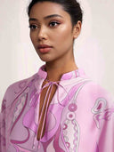 Retro Glam Pink Swirl Print Kaftan Maxi Dress