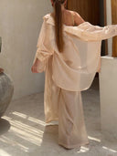 Elegant Belted Sheer Long-Sleeved Shirt