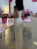 Minimalist Boat Collar Lace-Up Design Slim-Fit Maxi Dress