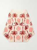 Unique Tropical Edge Palm Tree Print Cutout Linen Mini Dress