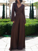 Elegant Satin Tie-neck Short Shirt With Trumpet Sleeves