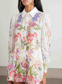 Floral Print Long-sleeved Shirt Two-piece Set