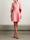 Elegant Rose Embroidery A-Line Mini Dress