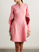 Elegant Rose Embroidery A-Line Mini Dress