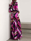 Delicate Abstract Orchid Floral Print Maxi Dress