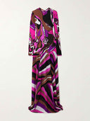 Delicate Abstract Orchid Floral Print Maxi Dress